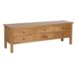 Aparador Natural de Madera Mindi 180 cm con 6 Cajones - Elegante y Funcional para Salones y Comedores