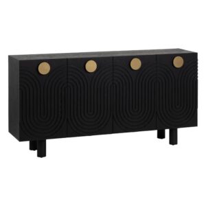 Aparador Negro-Oro de Madera y Metal para Comedor 160 cm - Diseño Contemporáneo y Elegante con Amplio Almacenamiento