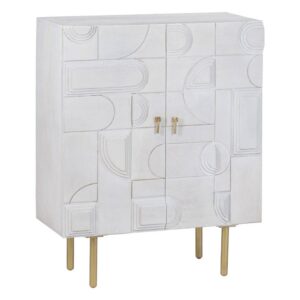 Armario Blanco-Oro de Madera de Mango y Metal Dorado - 116 cm, Elegante y Funcional para tu Hogar
