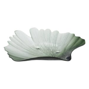 Bandeja Decorativa de Cristal Verde Concha de 48 cm - Hecha a Mano en Vidrio SODA-LIME, Ideal para Decoración del Hogar