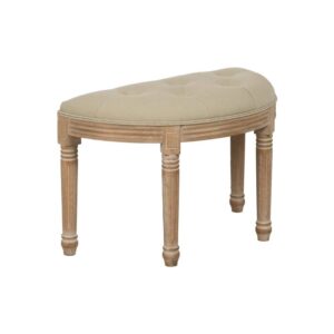 Banqueta Beige Elegante de Madera de Caucho - Diseño Moderno y Versátil 48 cm para Salón, Entrada o Dormitorio