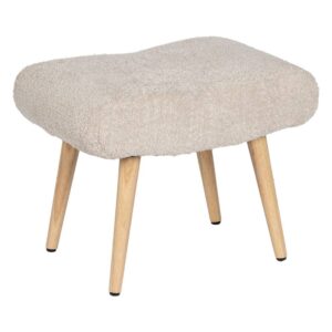 Banqueta Beige Tejido-Madera para Salón - Sofá Moderno de 41 cm con Cojín Desenfundable y Patas de Madera