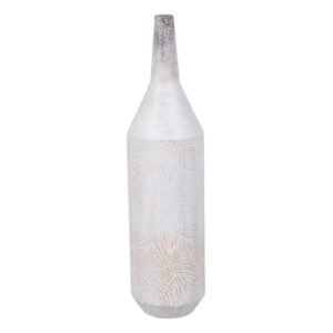 Botella Decorativa de Metal Blanco Rozado - 60,5 cm, Ideal para Decoración de Interiores