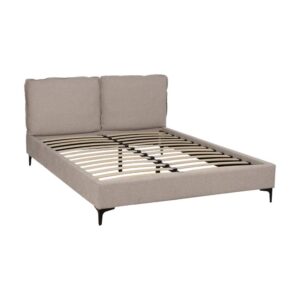 Cama Beige Elegante de Tejido Decorativo 93 cm - Diseño Moderno y Cómodo para Dormitorio, Estructura de Madera Contrachapada y Relleno de Foam