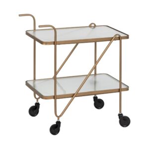Camarera con Ruedas de Metal Dorado y Cristal 61 cm - Elegancia Moderna y Funcionalidad para tu Hogar