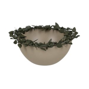 Centro de Mesa de Flores Beige y Verdes en Metal de 15 cm - Decoración Elegante para el Hogar