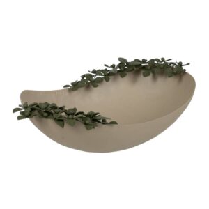 Centro de Mesa de Flores Beige y Verdes en Metal de 18 cm - Decoración Elegante para el Hogar