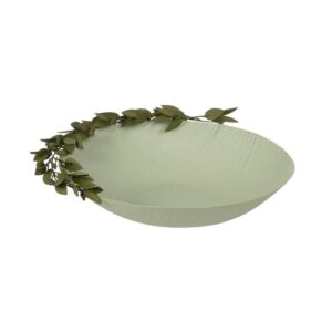 Centro de Mesa de Metal Verde con Diseño de Hojas - 13 cm | Decoración Elegante para el Hogar