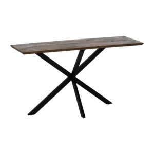 Consola de Madera de Mango de 130 cm con Diseño Versátil y Patas de Hierro Negro - Mueble Moderno y Elegante para Entrada, Salón o Pasillo