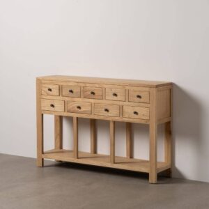 Consola de Madera Natural Mindi con 8 Cajones Amplios - Estilo Rústico y Funcional para tu Salón (150 cm)