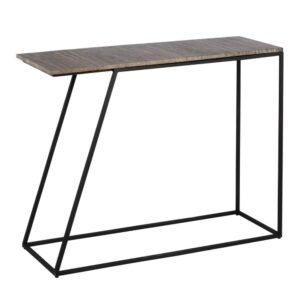 Consola Marrón de Mármol Travertino y Base de Hierro Negro - 102 cm de Elegancia y Estilo Moderno para tu Hogar