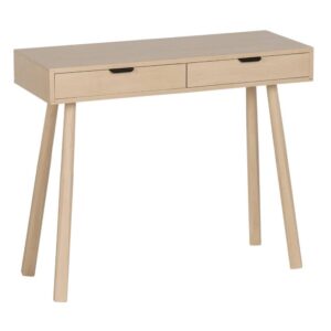 Consola Natural de DM y Ratán con Tiradores de Madera - Elegante Mueble de 91 cm para Decoración del Hogar