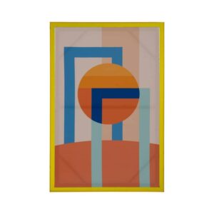 Cuadro Abstracto en Marco Amarillo de 80 cm - Decoración Moderna y Energética para Salón y Oficina