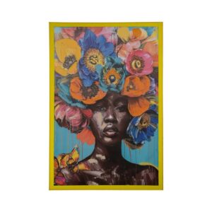 Cuadro Abstracto en Marco Amarillo de 80 cm - Decoración Moderna y Vibrante para Salón y Estudio