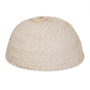 Cubre Alimentos Blanco de Fibra Natural de 18 cm - Elegante y Ecológico en Ratán y Bambú