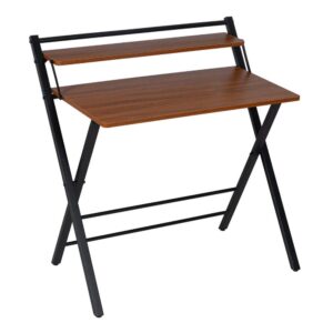 Escritorio Plegable Marrón y Negro de 87 cm - Diseño Moderno y Funcional para Espacios Reducidos, Ideal para Trabajo y Estudio