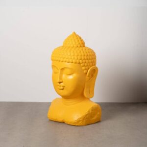 Escultura de Buda Amarilla en Resina de Magnesio para Exteriores - 108 cm, Decoración Zen para Jardín