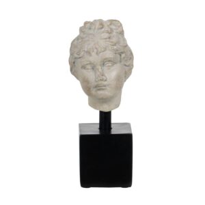 Escultura Mujer Blanca Envejecida de Resina 22 cm con Base Negra - Decoración Elegante para el Hogar