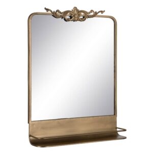 Espejo con Estante de Metal Dorado Vintage 65 cm - Elegancia y Funcionalidad para tu Hogar