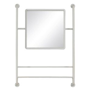 Espejo Estante Blanco de Hierro y Cristal de 73 cm - Diseño Moderno y Funcional con Medidas 32x32 cm