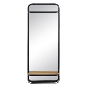 Espejo Perchero Negro de Madera y Metal de 100 cm - Diseño Moderno con Balda de 40x11,5 cm