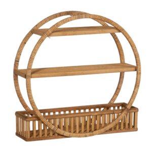 Estante Natural de Ratán de 45,5 cm con Sistema de Anclaje - Ideal para Decoración y Almacenamiento