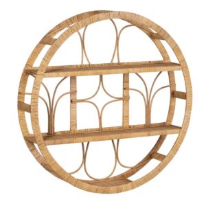 Estante Natural de Ratán de 80,5 cm con Sistema de Anclaje - Ideal para Decoración y Almacenaje