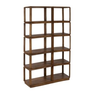 Estantería de Madera de Mango Marrón 155 cm - Mueble Elegante y Funcional con Balas Ajustables para Salón, Oficina y Biblioteca