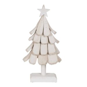 Figura Decorativa de Árbol Blanco con Base de Madera Paulonia - 60 cm