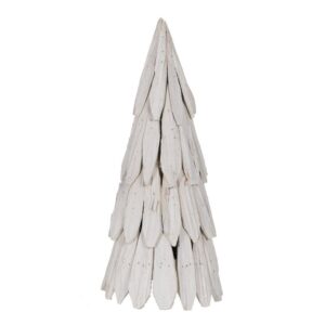 Figura Decorativa de Árbol Blanco en Madera Paulonia - 62 cm de Altura, Ideal para Decoración de Interiores