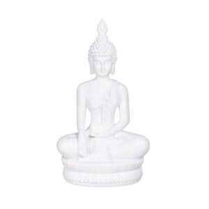 Figura de Buda Blanca de Poliresina para Decoración - 32 cm, Elegante y Zen