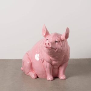 Figura de Cerdo Rosa en Resina Moderna - Decoración de 79 cm para Hogar y Jardín