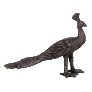 Figura Decorativa de Pavo Real Gris en Aluminio - 13 cm | Adorno Elegante para el Hogar