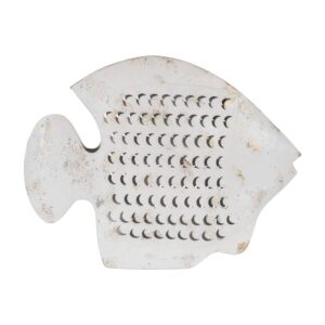 Figura de Pez Blanco Rozado en Metal Detallado - Decoración de 32 cm para el Hogar