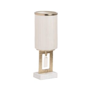 Jarrón Blanco de Cristal con Base de Mármol Decorativo - 37 cm, Elegante y Moderno para Decoración de Interiores