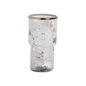 Jarrón de Cristal con Borde de Aluminio Decorativo de 30 cm - Elegante Decoración para el Hogar