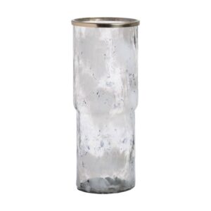 Jarrón de Cristal con Borde Metálico Decorativo de 51 cm - Elegante Decoración para el Hogar