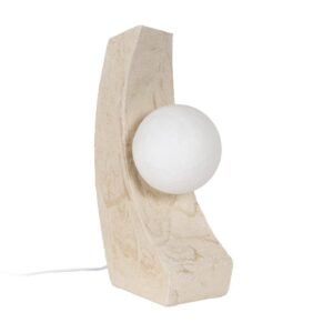 Lámpara de Mesa Crema de Poliresina con Pantalla de PVC - Luz Cálida 2700K, 30 cm, Incluye Bombilla G4, Ideal para Decoración y Iluminación de Interiores