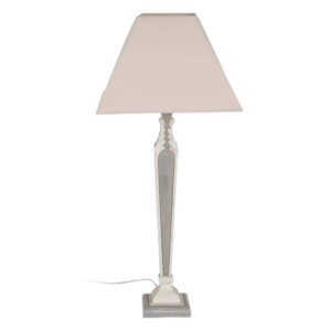 Lámpara de Mesa de Resina y Tejido Gris de 100 cm - Diseño Elegante con Tulipa de Algodón y Lino, Ideal para Decoración Moderna