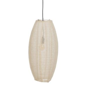 Lámpara de Techo Beige de Tejido y Metal E27 - 59,5 cm, Ideal para Decoración Moderna