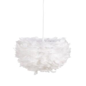 Lámpara de Techo Blanca y Dorada con Plumas de 25 cm - Diseño Elegante, Voltaje 220-240V, Casquillo E27, Ideal para Decoración Moderna