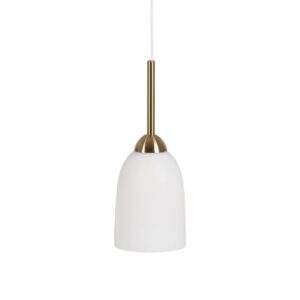 Lámpara de Techo Blanca y Dorada de Cristal y Metal - Diseño Elegante de 36 cm, E27, 1x60W Máx, Ideal para Decoración Moderna
