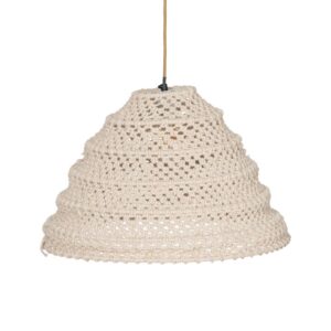 Lámpara de Techo Blanca de Algodón E27 - Diseño Moderno, 40W Máx, Cable Ocre, 150cm - Ideal para Decoración de Interiores