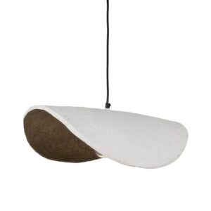 Lámpara de Techo Blanco y Oro en Papel Maché de 18 cm - Diseño Elegante, Casquillo E27, Ideal para Decoración Moderna