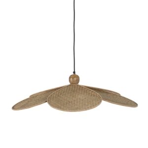 Lámpara de Techo de Fibra Natural 28 cm - Diseño Elegante en Madera, Casquillo E27, 1x40W Máx, Ideal para Decoración Moderna