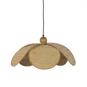Lámpara de Techo de Fibra Natural 30 cm - Diseño Elegante en Madera, Casquillo E27, 220-240V, Ideal para Decoración Moderna
