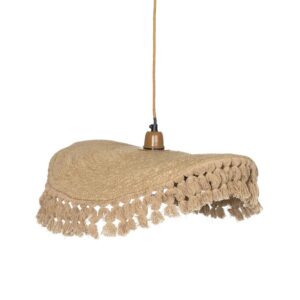 Lámpara de Techo de Fibra Natural 45 cm - Diseño Elegante, Casquillo E27, 220-240V, Cable Ocre, Ideal para Decoración Moderna