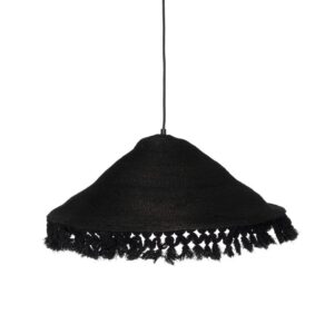 Lámpara de Techo de Fibra Natural 60 cm - Estilo Moderno, Casquillo E27, Cable Negro, 220-240V, Ideal para Decoración Interior