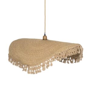 Lámpara de Techo de Fibra Natural 78 cm - Diseño Elegante, Casquillo E27, 220-240V, Cable Ocre, Ideal para Decoración Moderna