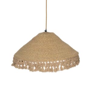 Lámpara de Techo de Fibra Natural Beige E27 - Diseño Elegante, 220-240V, 1x40W Máx, Cable Ocre, Ideal para Decoración Moderna